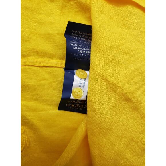 Vilebrequin Shirt Mens Size XXXL Linen Button Up Long Sleeve Bright Yellow Beach - Picture 8 of 9